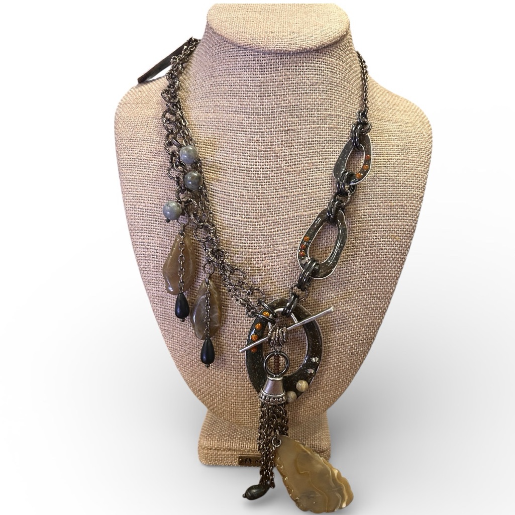 Treska Earth-Tone Boho Charm Necklace